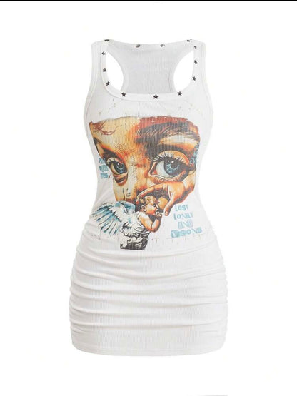 “ See No Evil” White Tank Top Dress