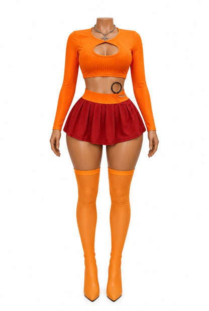“Velma” Orange 4 Piece Costume