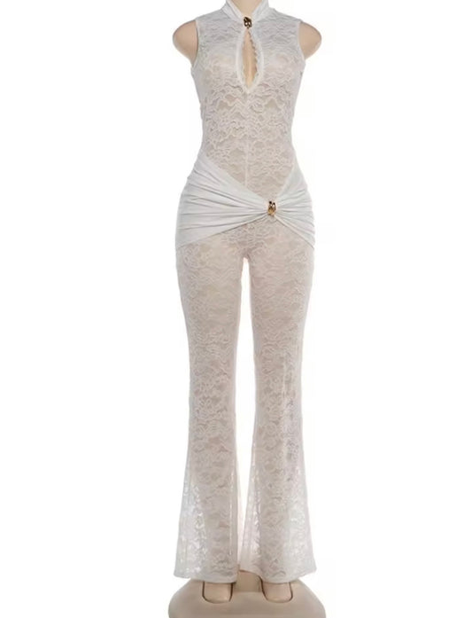 “Lexi Lace” White Jumpsuit