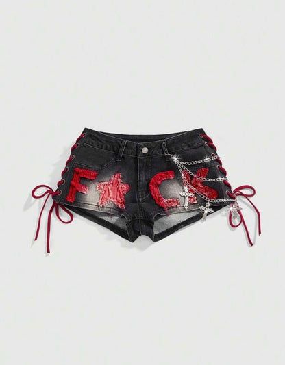 “Flick It 2.0” Black Denim Shorts