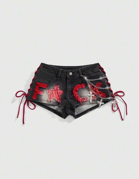 “Flick It 2.0” Black Denim Shorts
