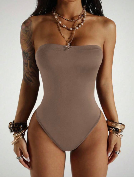 “Amy Basic” Brown Tube Top