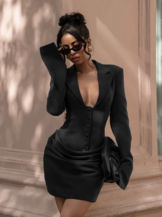 “Champagne Chow” Black Dress
