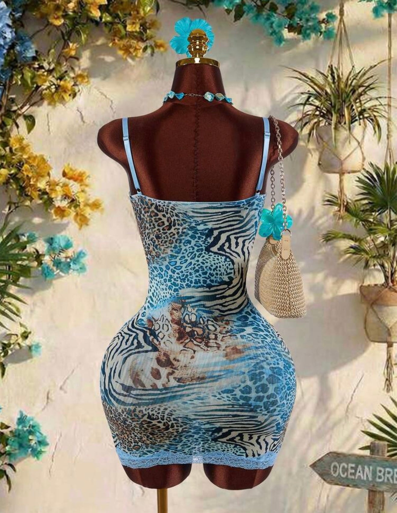“Leopard Lace” Blue Dress