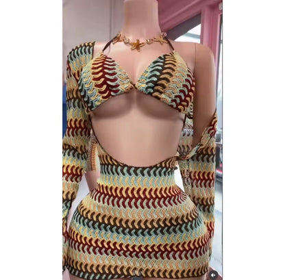 “Summer Swim” Multicolor 3 Piece Swimsuit