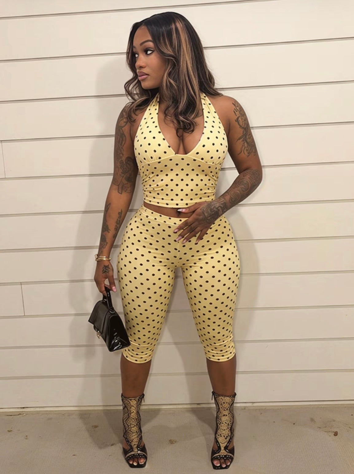 “Papaya Polka” Yellow 2 Piece Set