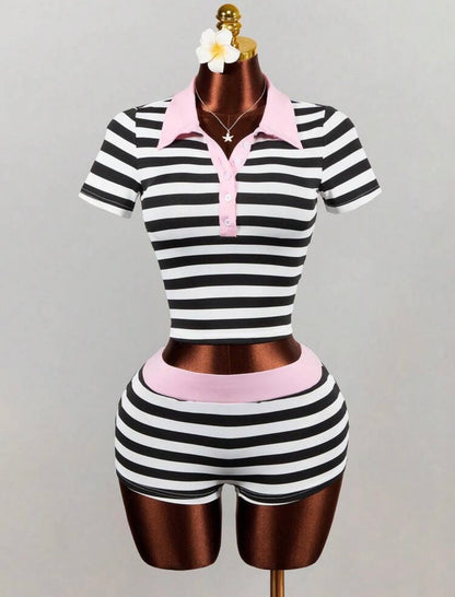 “Stunna Stripe” Pink 2 Piece Set