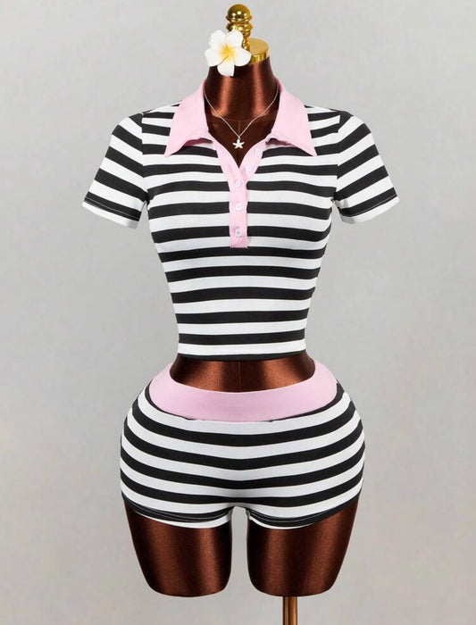 “Stunna Stripe” Pink 2 Piece Set
