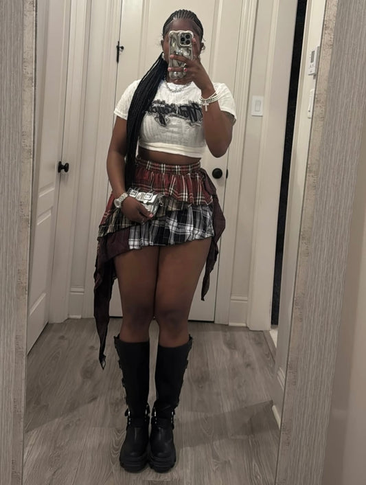 “Pleat Plaid” Soft Skirt