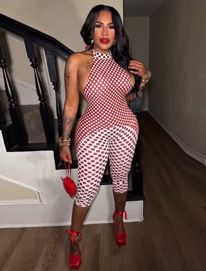 “Still Polka” Red Romper