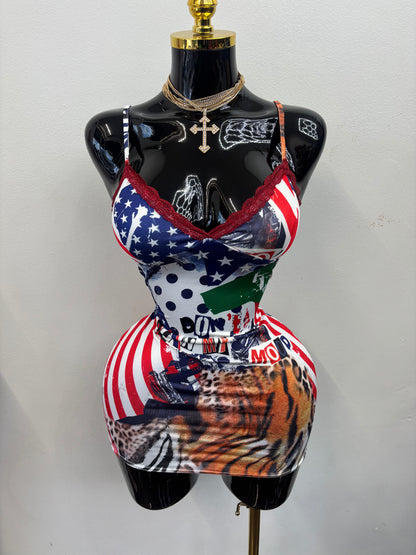 “All American Baddie” Multicolor Dress