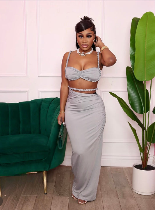 “Twist & Turns” Grey 2 Piece Set