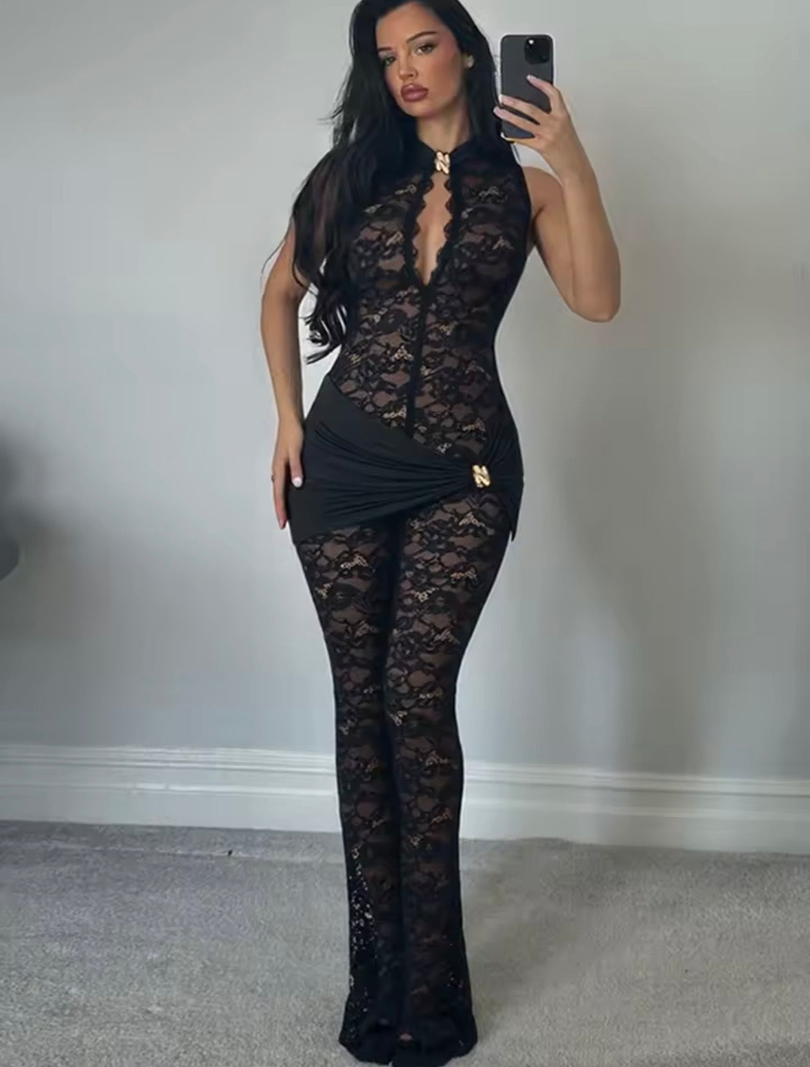 “Lexi Lace” White Jumpsuit