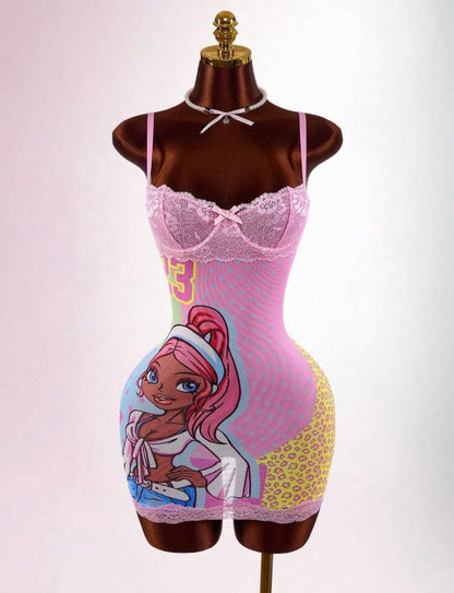 “Barb Lace” Pink Dress