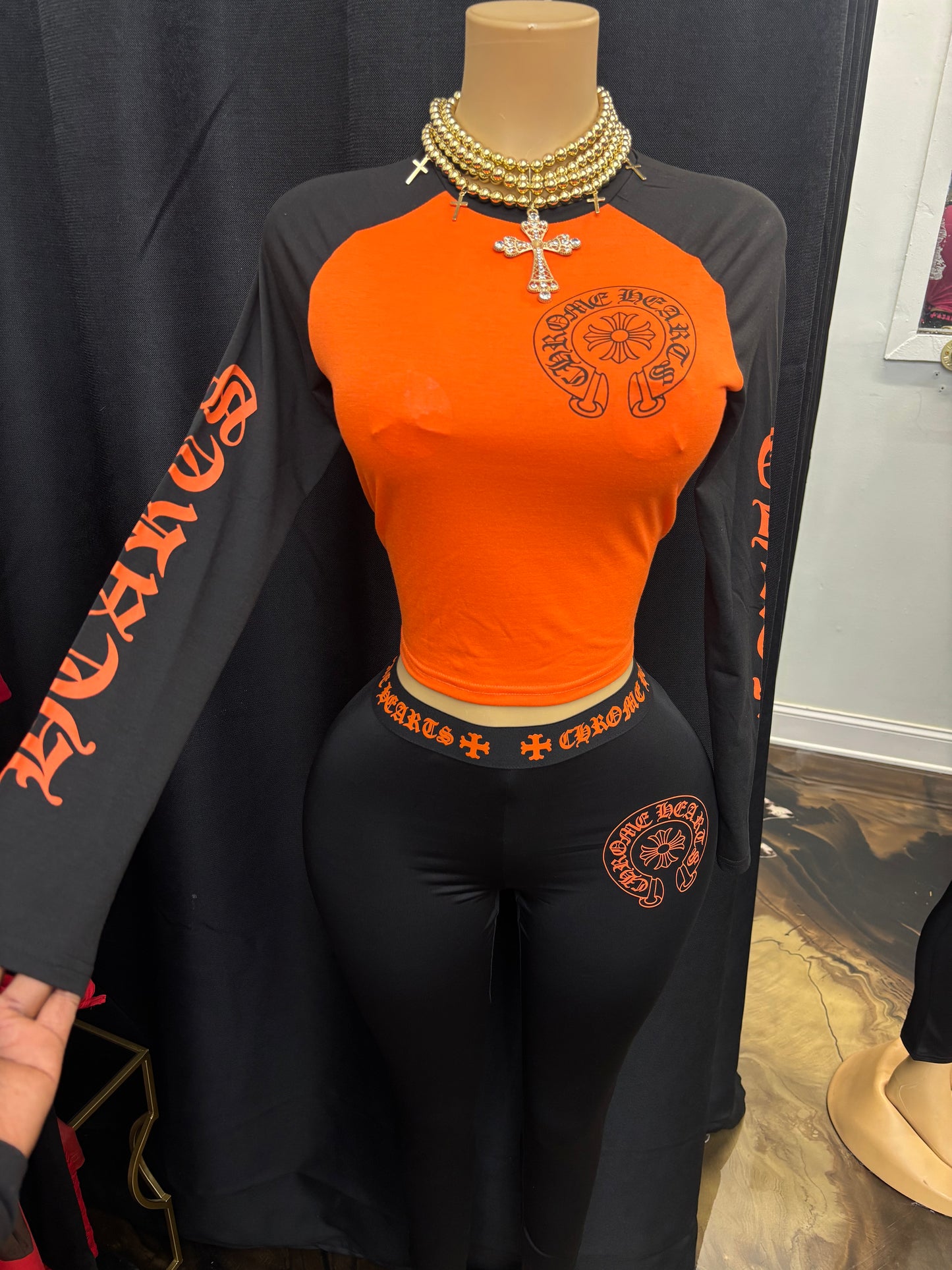 “Chrome Heart” Orange 2 Piece Set