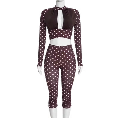 “Sweet Polka” Brown 2 Piece Set