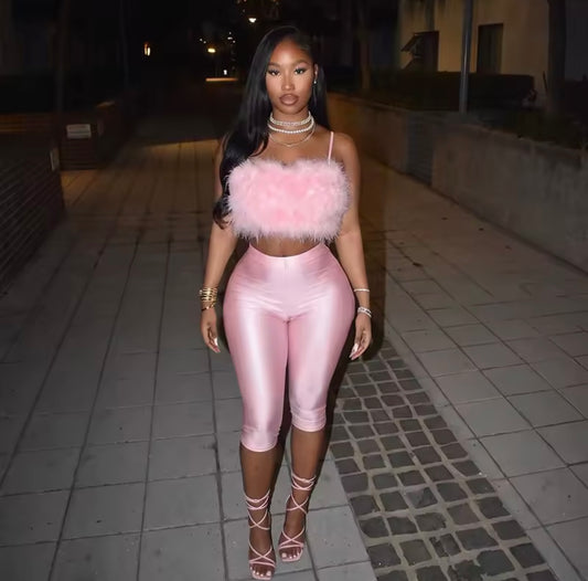 “Fluff Around An Find Out” Pink Furr 2 Piece Set