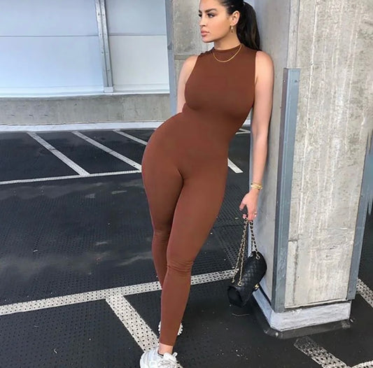 “Something Cute” Brown Jumpsuit